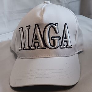 White Embroidered MAGA On Front  TRUMP On Back.